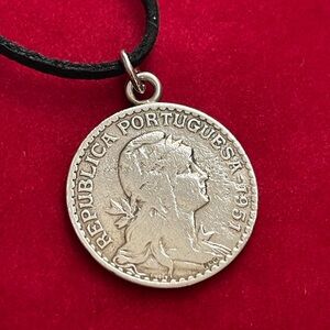 Vintage Portuguese Coin Pendant Necklace